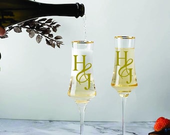 Personalized Champagne Glasses, Bridesmaid Gifts, Wedding Toast, Engagement Gift, Wedding Gift, Birthday Gift, Anniversary Gift
