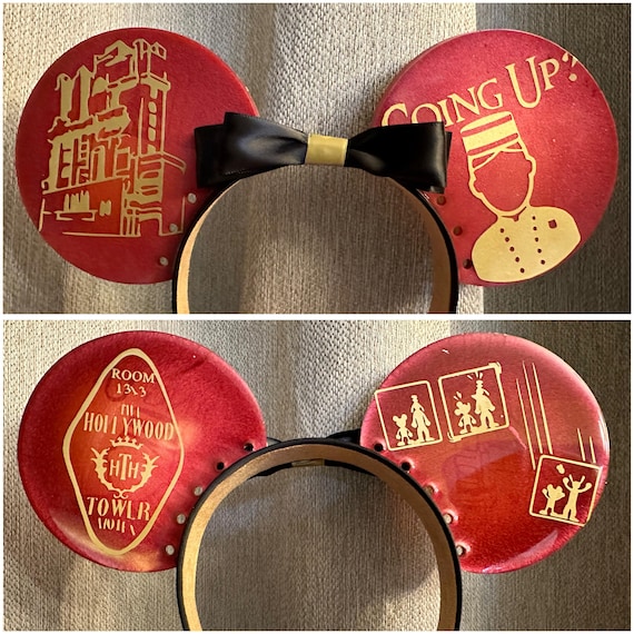 Hollywood Tower Hotel Mouse ears Red and Black Mouse Ears Headband Hollywood Tower of Terror Mickey Ears for Adults, Hollywood  main image 4