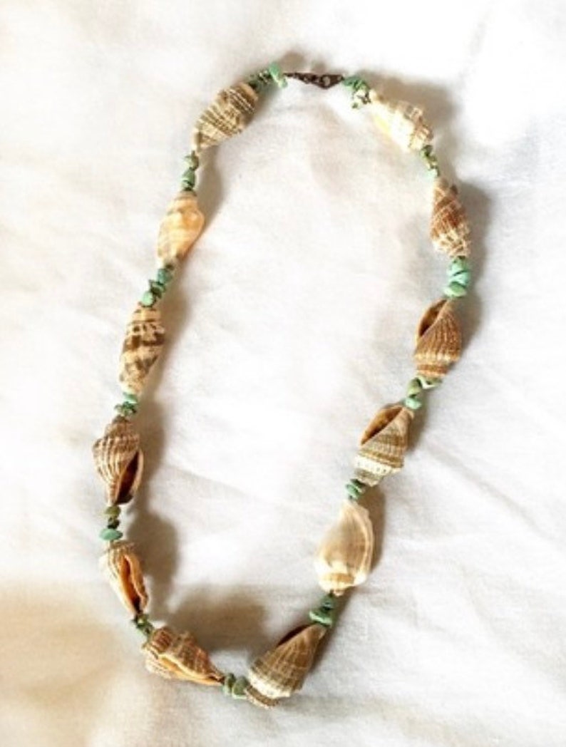 Natural Shell Necklace with Turquoise Beads Florida Beach Mermaid Vibes image 8