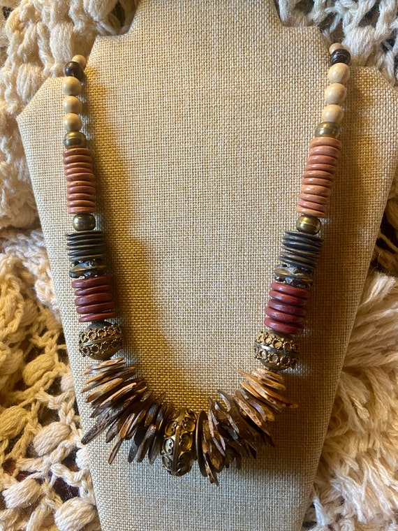 Vintage Boho Necklace Chunky Statement Piece with… - image 2