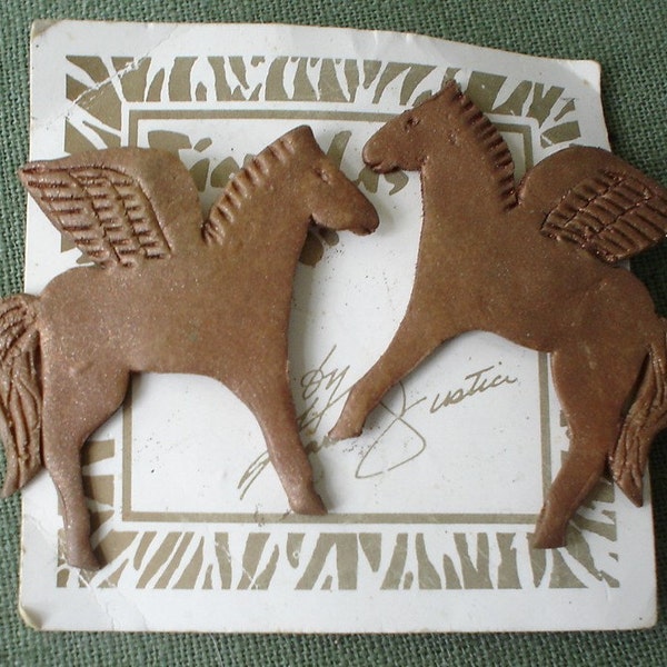 Vintage bronze PEGASUS Winged Horse earrings