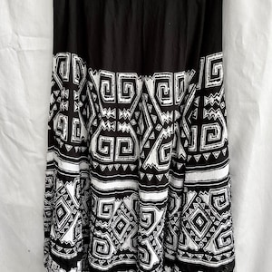 Vintage Tiered Boho Skirt Sequined Embroidered Applique Black and White Patterned Bohemian Festival Wear image 1