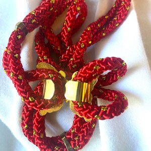 vintage Butterfly Belt Cloisonne Papillons Boucle Réglable Taille Élastique Rouge Jaune Or Petite image 5