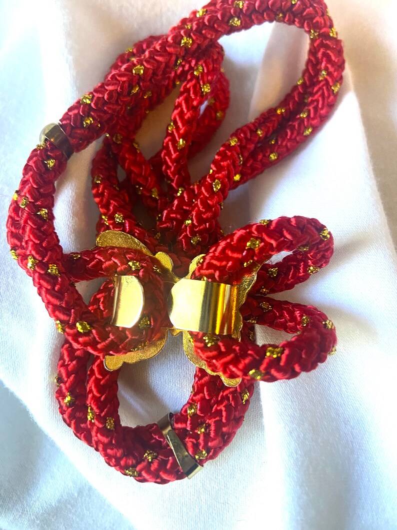 vintage Butterfly Belt Cloisonne Papillons Boucle Réglable Taille Élastique Rouge Jaune Or Petite image 5