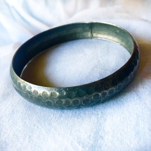 Hammered Bronze Bangle Bracelet Metal Textured