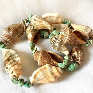 Natural Shell Necklace with Turquoise Beads Florida Beach Mermaid Vibes image 7