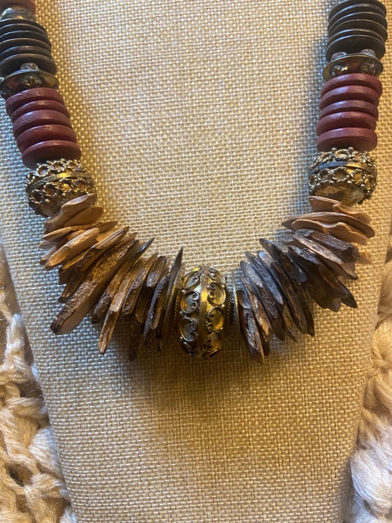 Vintage Boho Necklace Chunky Statement Piece with… - image 3