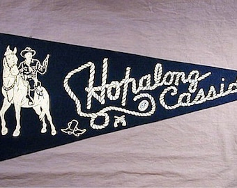 Orig. Vintage 1950 Hopalong Cassidy Hoppy Felt Pennant Banner