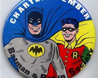 Original 1966 BATMAN 'n ROBIN Charter Member 3.5 Inch Pin