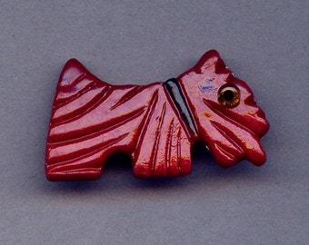 Vintage c1930s Carved Celluloid Scottie Scotty Dog Pin
