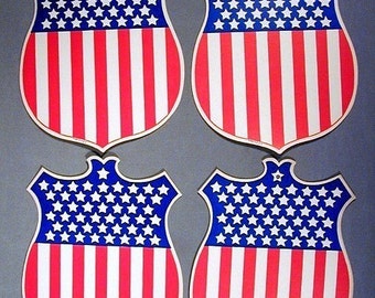 Original Vintage Lot WW II U.S. FLAG Shield Patriotic Shields