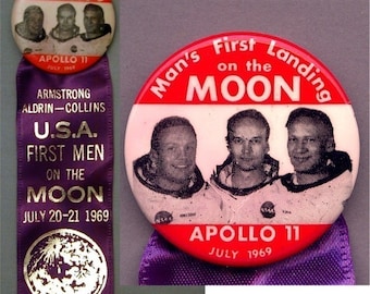 Original 1969 APOLLO 11 Pin w/ Ribbon Space Program