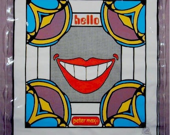 Vintage 1968 PETER MAX HELLO Vinyl Blow Up Pillow Pop Art