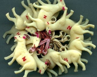 Lot of Vintage 1930s Hand-Painted Celluloid GOAT Charms