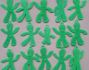 Lot of 15 Vintage Plastic Green Figural GUMBY Charms