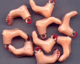 Lot of Vintage 1960s Plastic FEET FOOT Charms