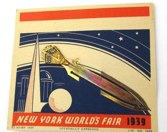 1939 New York World's Fair Bookmark on Original Card