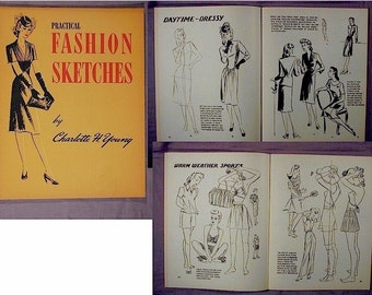 Old Orig. 1943 Fashion Sketches How to Draw Book