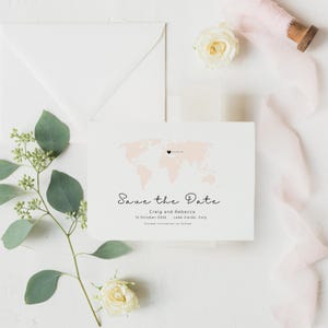Save the Date ウェディング招待状 | パーソナライズされた Save our Date | デスティネーション ウェディング ポストカード | ミニマルな招待状 | マルチパック招待状 |