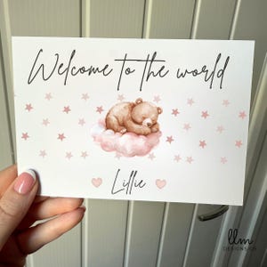 Neues Baby Mädchen Karte | Personalisierte New Baby | Neugeborene Karte | Neues Baby Mädchen | Willkommen in der Welt | Personalisierte Grußkarte | Babyparty