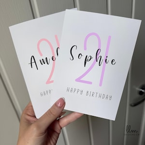 21. Geburtstag Karte personalisiert | Meilenstein Geburtstag | Geburtstagskarte | Personalisiertes Geburtstagsgeschenk Alter Geburtstagskarte | Schlicht & Elegant |