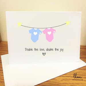 Tarjeta de anuncio de embarazo de gemelos / Tarjeta de anuncio de bebé gemelo personalizada / Tarjeta de anuncio de bebé / Tarjeta de revelación de abuelos / Tarjeta de bebé