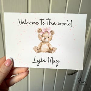 Neues Baby Mädchen Karte | Personalisierte New Baby | Neugeborene Karte | Neues Baby Mädchen | Willkommen in der Welt | Personalisierte Grußkarte | Babyparty
