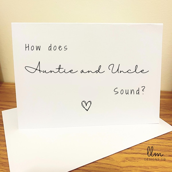 Personalized Pregnancy Announcement Card for Auntie & Uncle