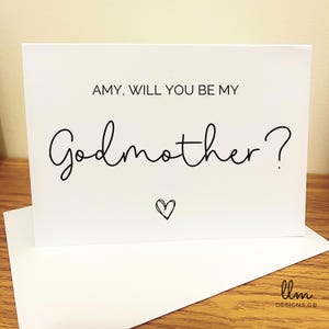 Tarjeta de propuesta de madrina personalizada / Tarjeta de madrina / Recuerdo elegante y considerado para el bautizo del bebé / Tarjeta de madrina / Tarjeta de bautizo /