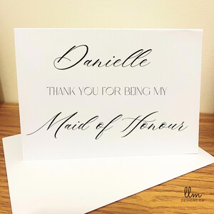 Merci d'avoir été ma demoiselle d'honneur | Cartes de remerciement | Merci, demoiselle d'honneur | Cartes de mariage | Enveloppe personnalisée