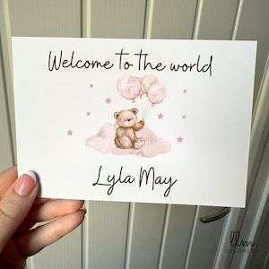 Neues Baby Mädchen Karte | Personalisierte New Baby | Neugeborene Karte | Neues Baby Mädchen | Willkommen in der Welt | Personalisierte Grußkarte | Babyparty