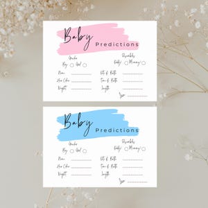 Babyvoorspellingen Babyshower-spelkaarten | Leuke babyshoweractiviteit | Aandenken voor aanstaande ouders | Gedrukte voorspellingskaarten | Roze of blauw