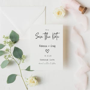Faire-part de mariage « Réservez votre date » personnalisés | Cartes postales de mariage | Invitations minimales | Emballage multiple d'invitations | Mariage minimaliste personnalisé