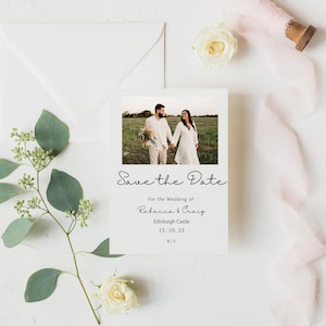 Réservez vos faire-parts de mariage | Réservez notre date personnalisée | Cartes postales photo de mariage | Invitations minimales | Emballage multiple d'invitations |