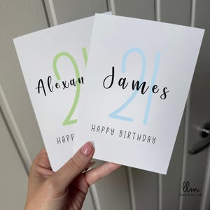 Carte d'anniversaire personnalisée | Anniversaire marquant | carte d'anniversaire | 21e anniversaire personnalisé | d'anniversaire d'âge | Simple et élégant |