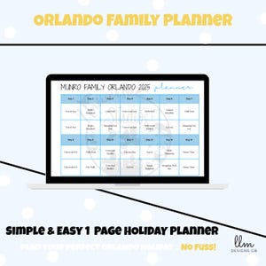 Simple Orlando Holiday Planner | 1-Page Printable Trip Calendar | Disney Vacation Itinerary | Universal Studios Schedule | Digital Download