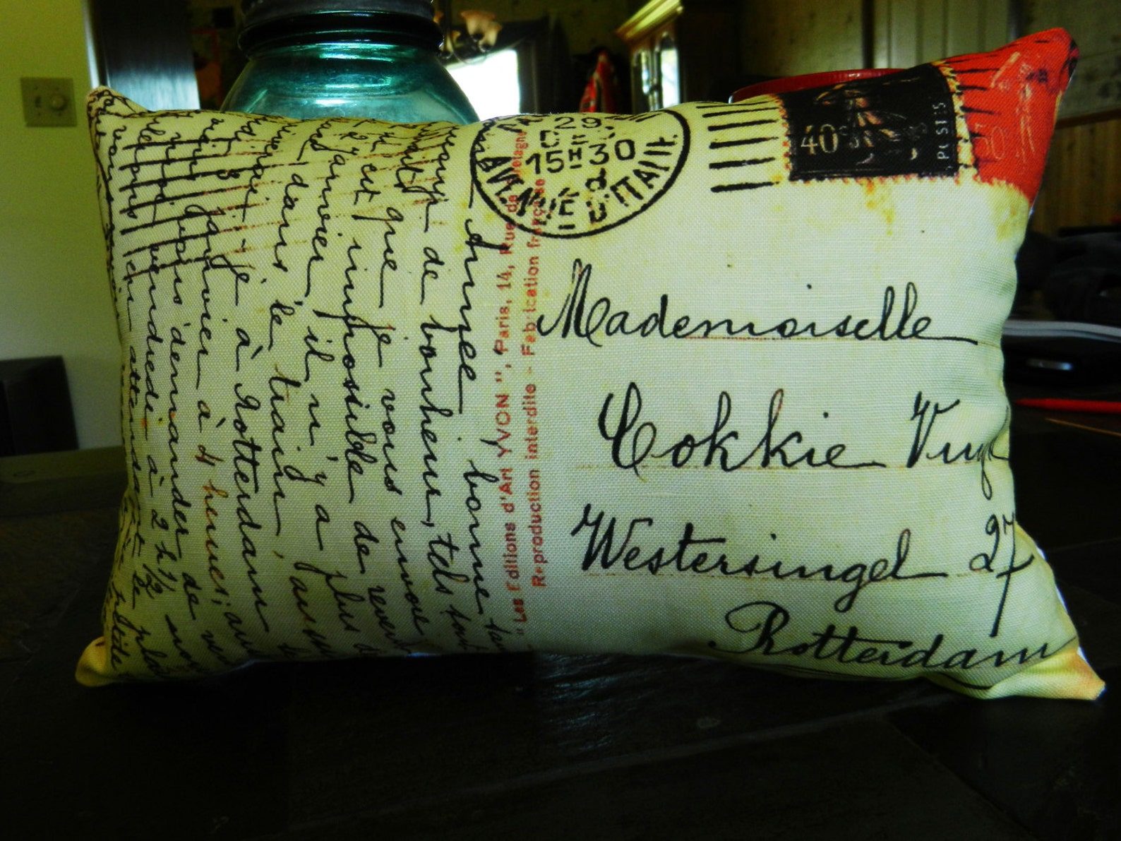 French Postcard Pillow Antique Postcard Pillow Cottage Chic Etsy