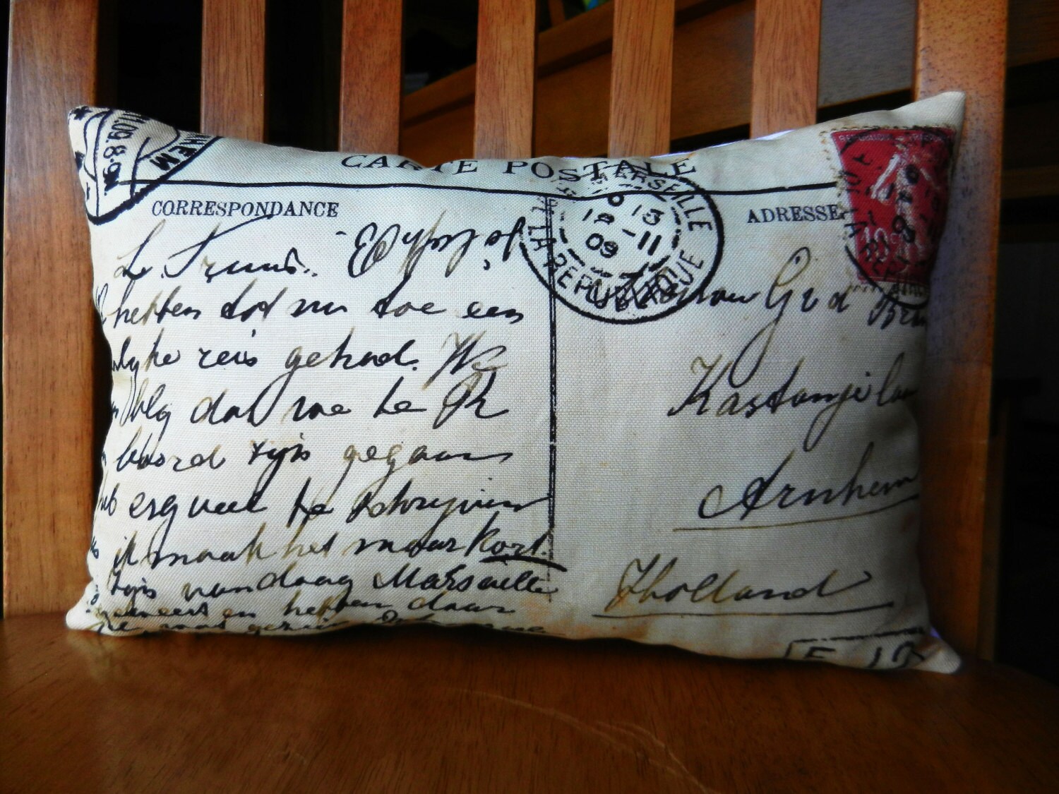 French Postcard Pillow Antique Postcard Pillow French Etsy