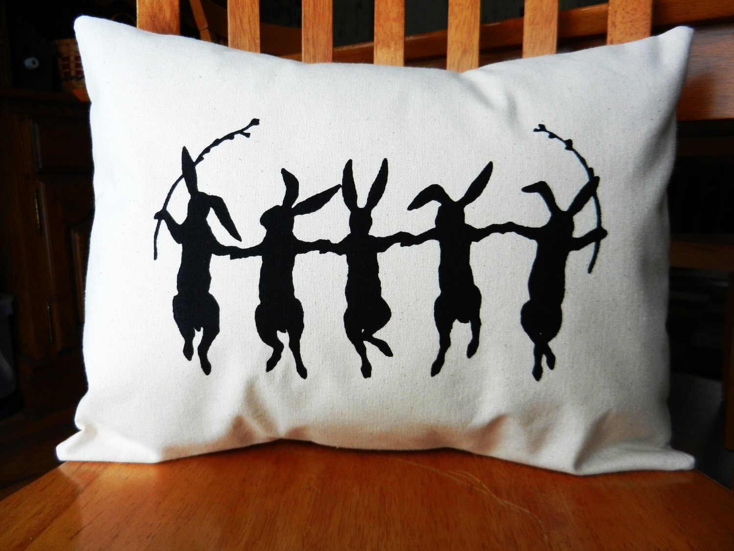 Dancing Rabbit Pillow Cover Bunny Pillow Cover Rabbit Etsy