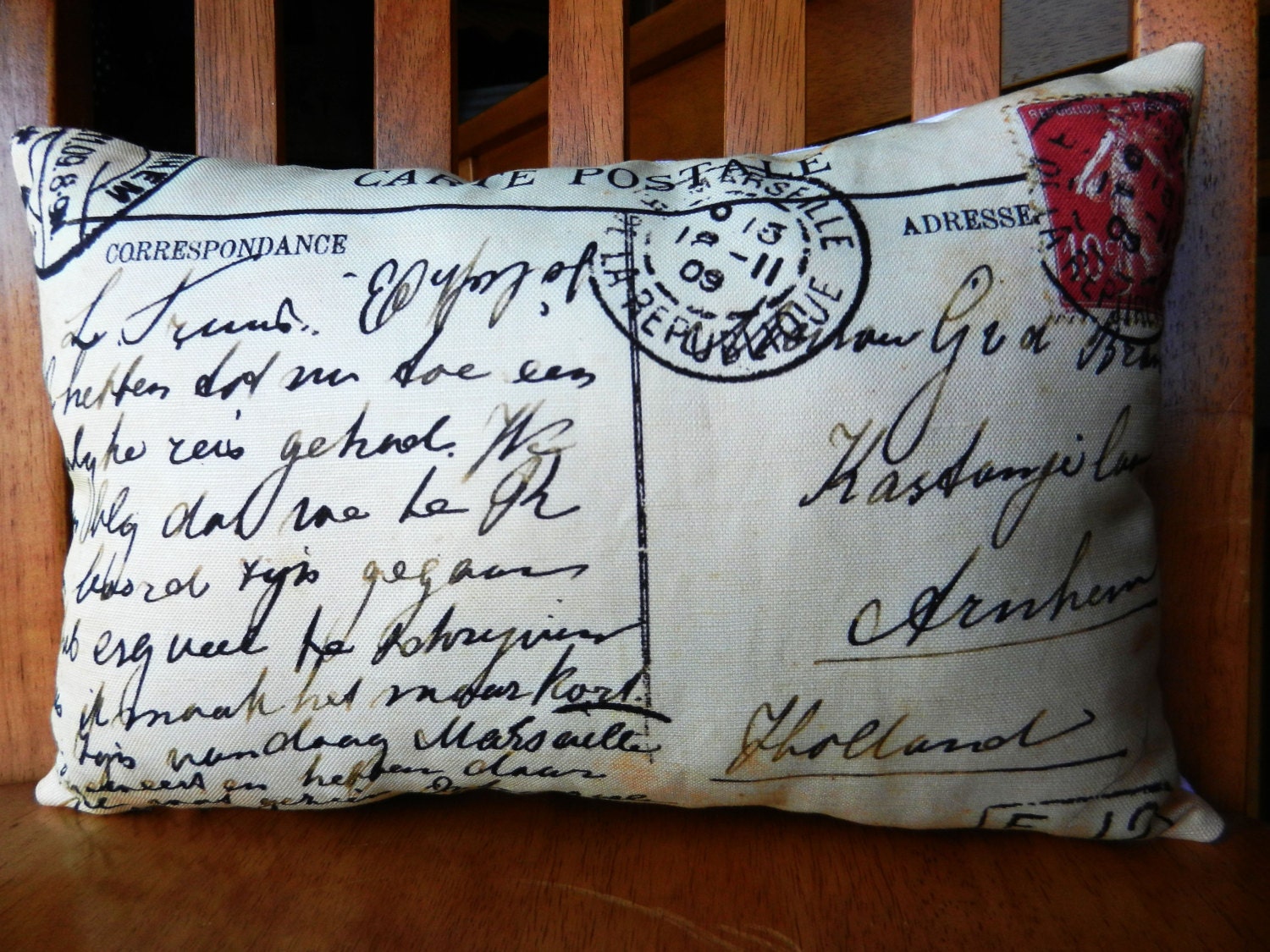 French Postcard Pillow Antique Postcard Pillow French Etsy