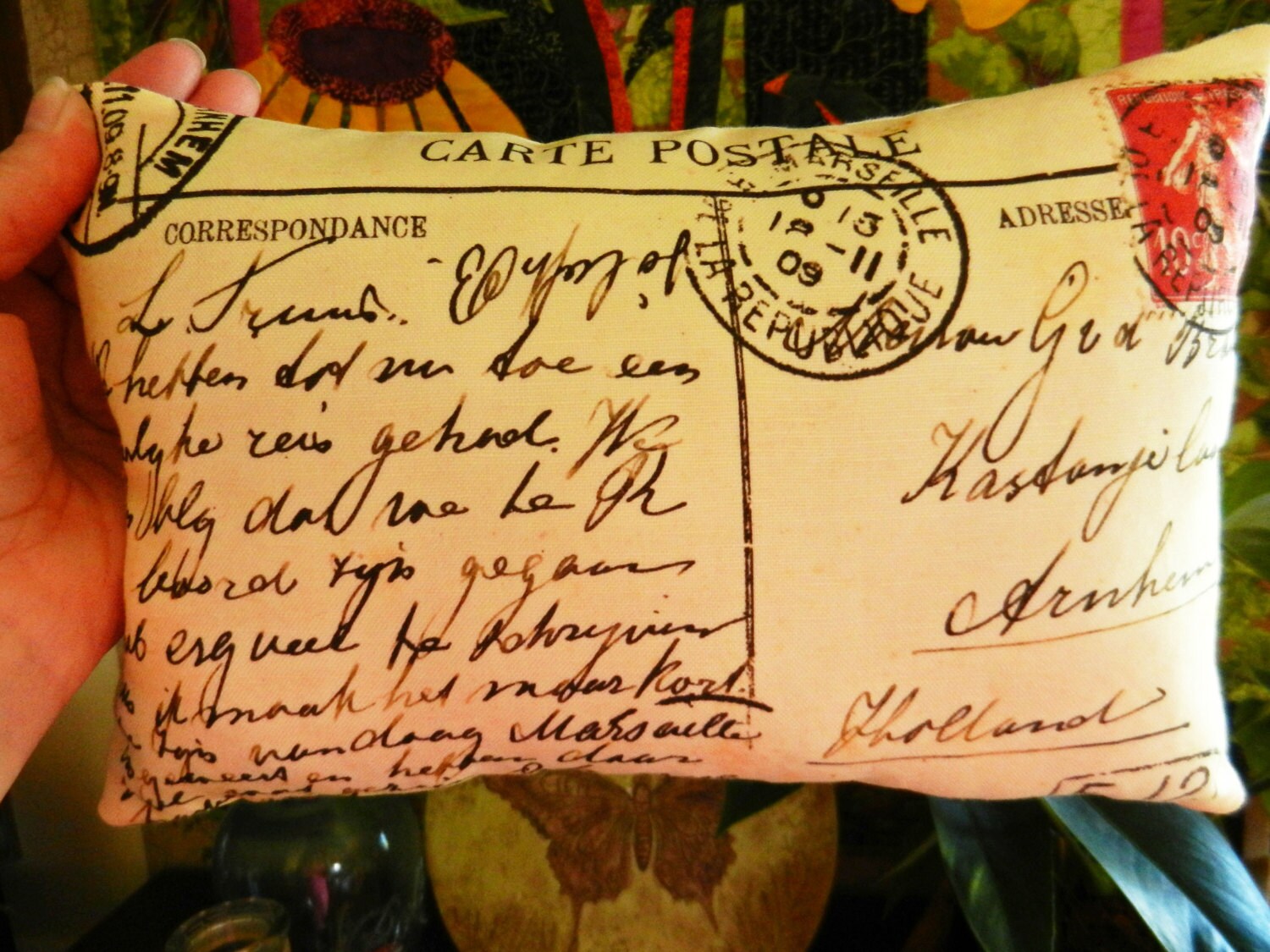 French Postcard Pillow Antique Postcard Pillow French Etsy