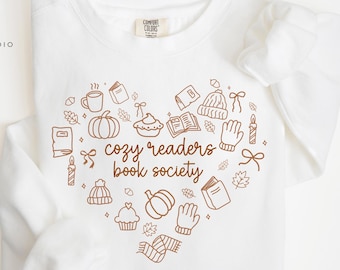 Cozy Readers Book Society Comfort Colors®Sweatshirt, Fall Bookish Shirt, Autumn Readers Book Lover Shirt, Fall Vibes,Pumpkin Book Lover Gift