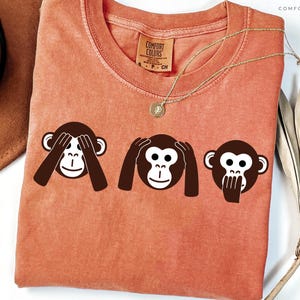 Comfort Colors® Three Wise Monkey Shirts, Womens I Don't See I Don't Hear I Don't Speak Shirt, Funny Gen Z Meme Shirt, Family Vacation Shirt