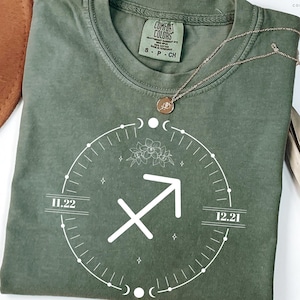 Comfort Colors® Minimalist Sagittarius Zodiac T-Shirt, Astrology Vintage Shirt, Womens Birthday Shirt Gift, Horoscope Spiritual Gift for Her