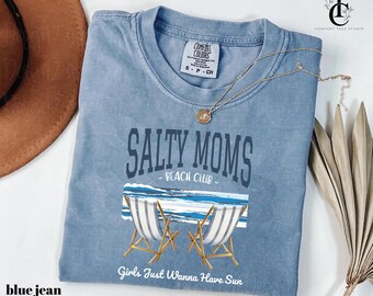 Salty Moms Beach Club Comfort Colors® Shirt, The Beach Club Mom Tee Shirt, Summer Vibes Tee Shirt, Mother’s Day Gift, Sarcastic Mama Shirts