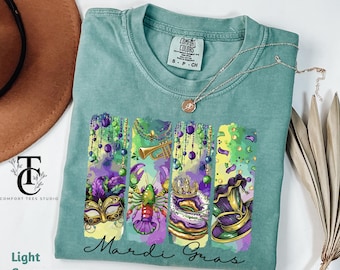 Comfort Colors® Mardi Gras Party T-Shirt, Mardi Gras Fleur De Lis Festival Shirt, Louisiana Crawfish Shirt, Cute King Cake Carnival Shirts