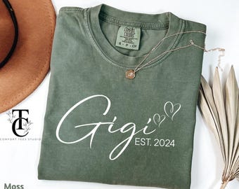 Comfort Color Custom Gigi Est Shirt, Mothers Day Gift For Grandma, New Nana Shirt, Granny Shirt, Mimi Shirt, Gift For Mama, Fall T-Shirt