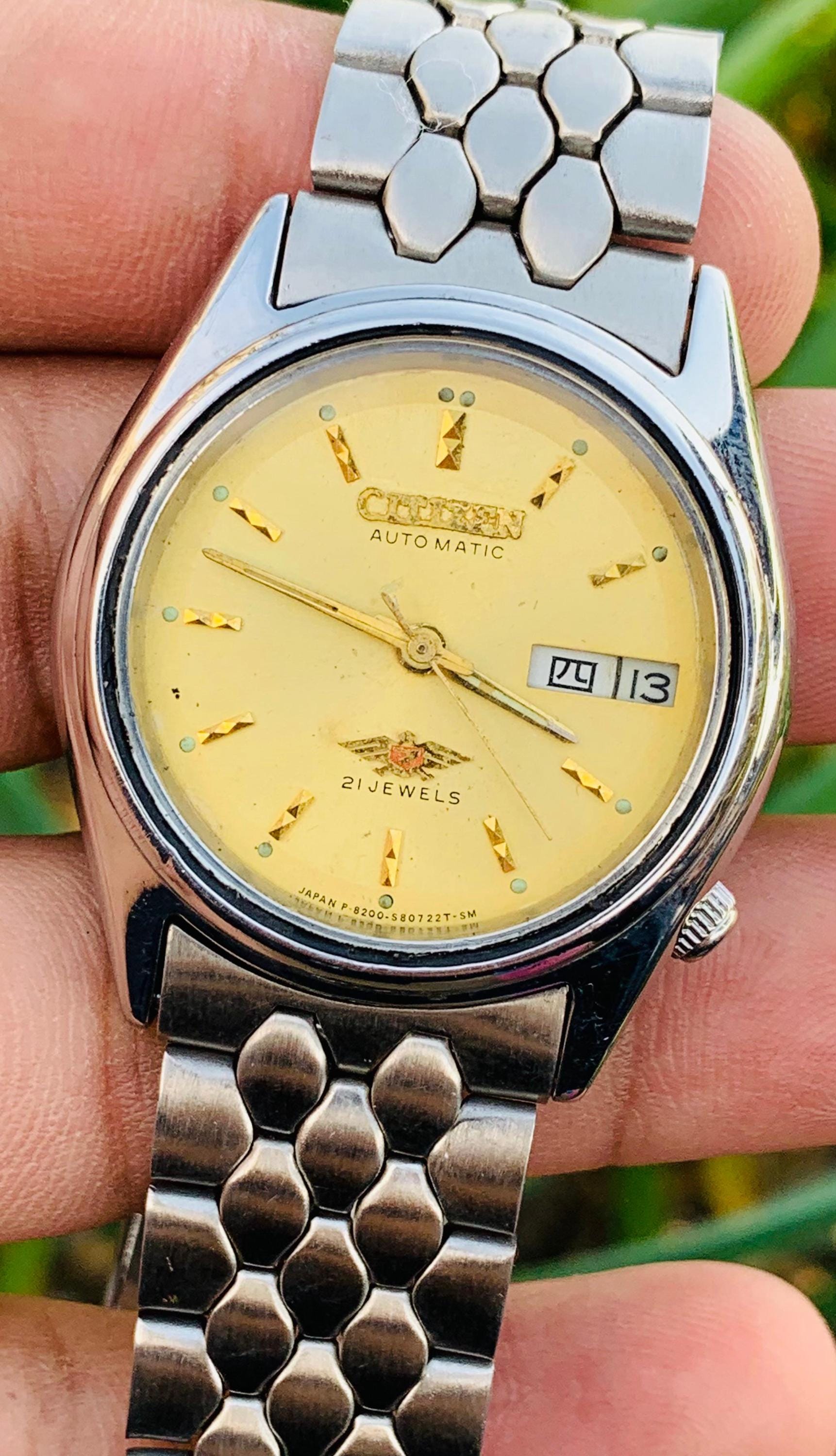 CITIZEN Automatic 4-038835 K 21 Jewels Day / Date Stainless Steel