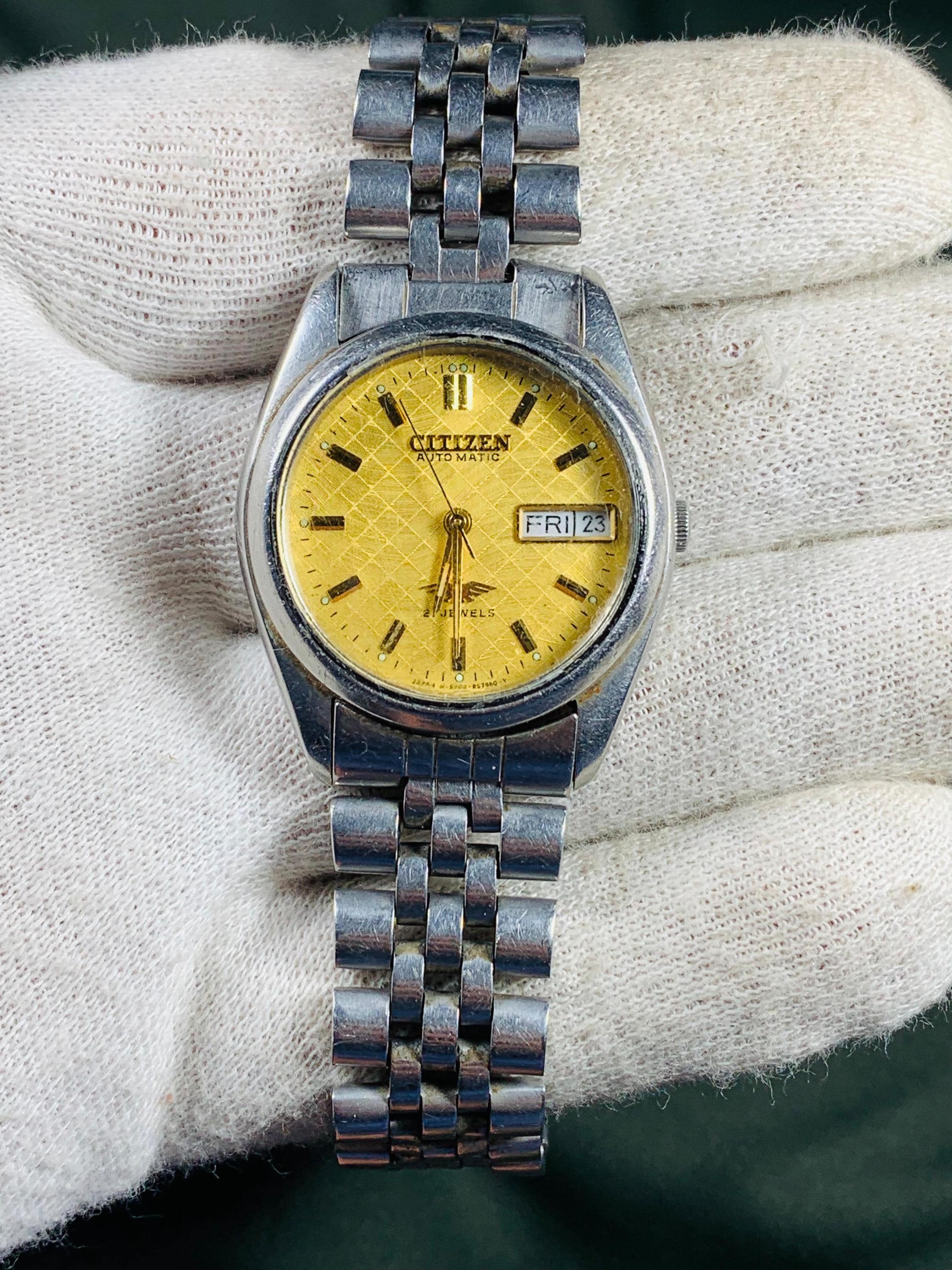 Citizen Automatic 4-R14279 RW 21 Jewels Day / Date Stainless Steel