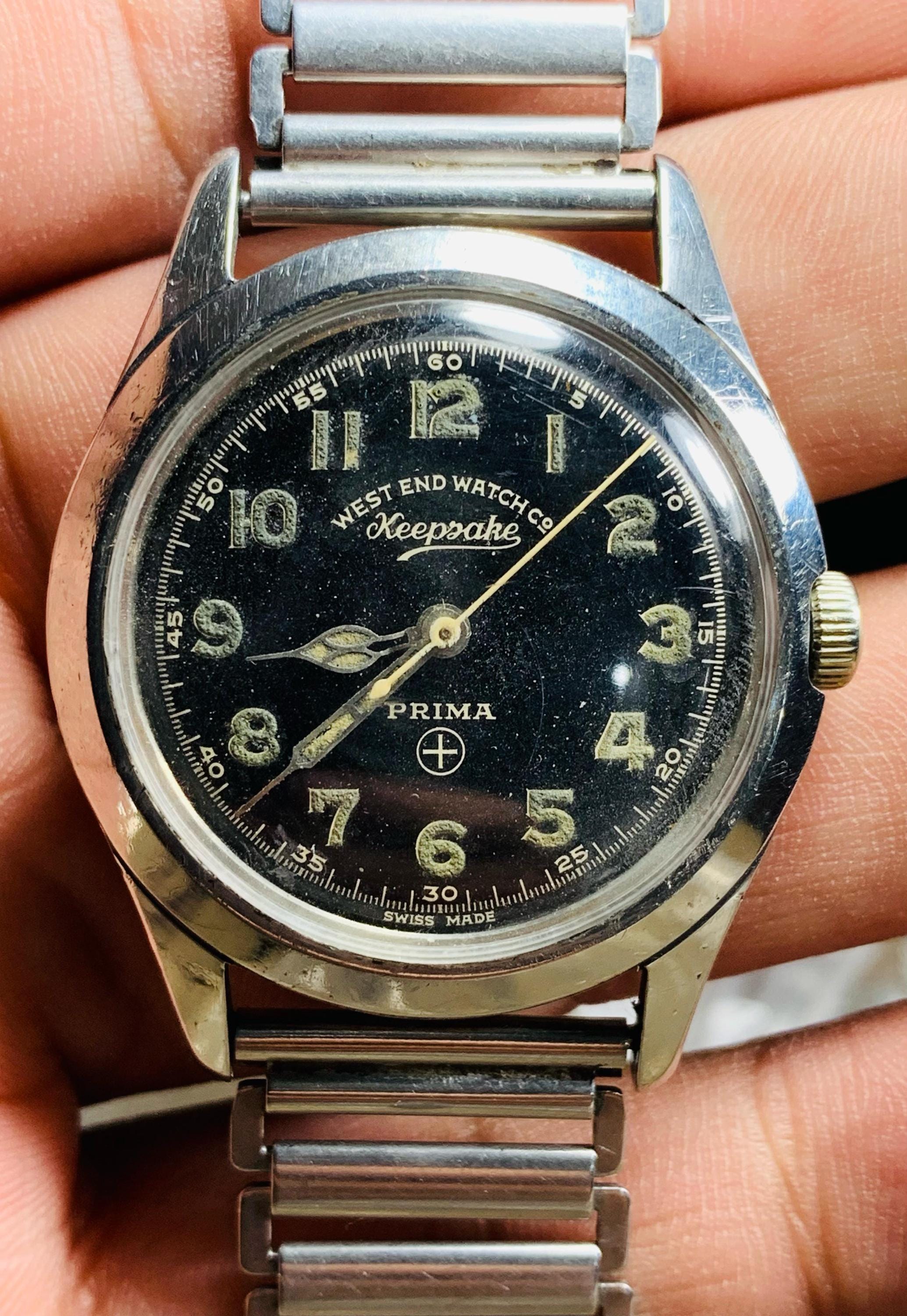 WEST END WATCH ウエストエンドウォッチ プリマ 英国軍用時計 デイデイト 純正ベルト 希少 即決（アンティーク ヴィンテージ） 中古美品1950～70年代＜ウェスト・エンド・ウォッチ WEST END WATCH